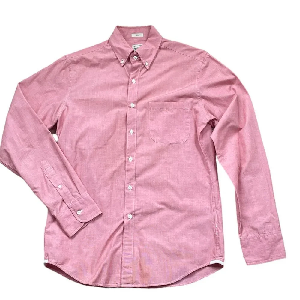 J Crew Slim 100% Cotton Button Down Shirt Men's Small Jetty Red